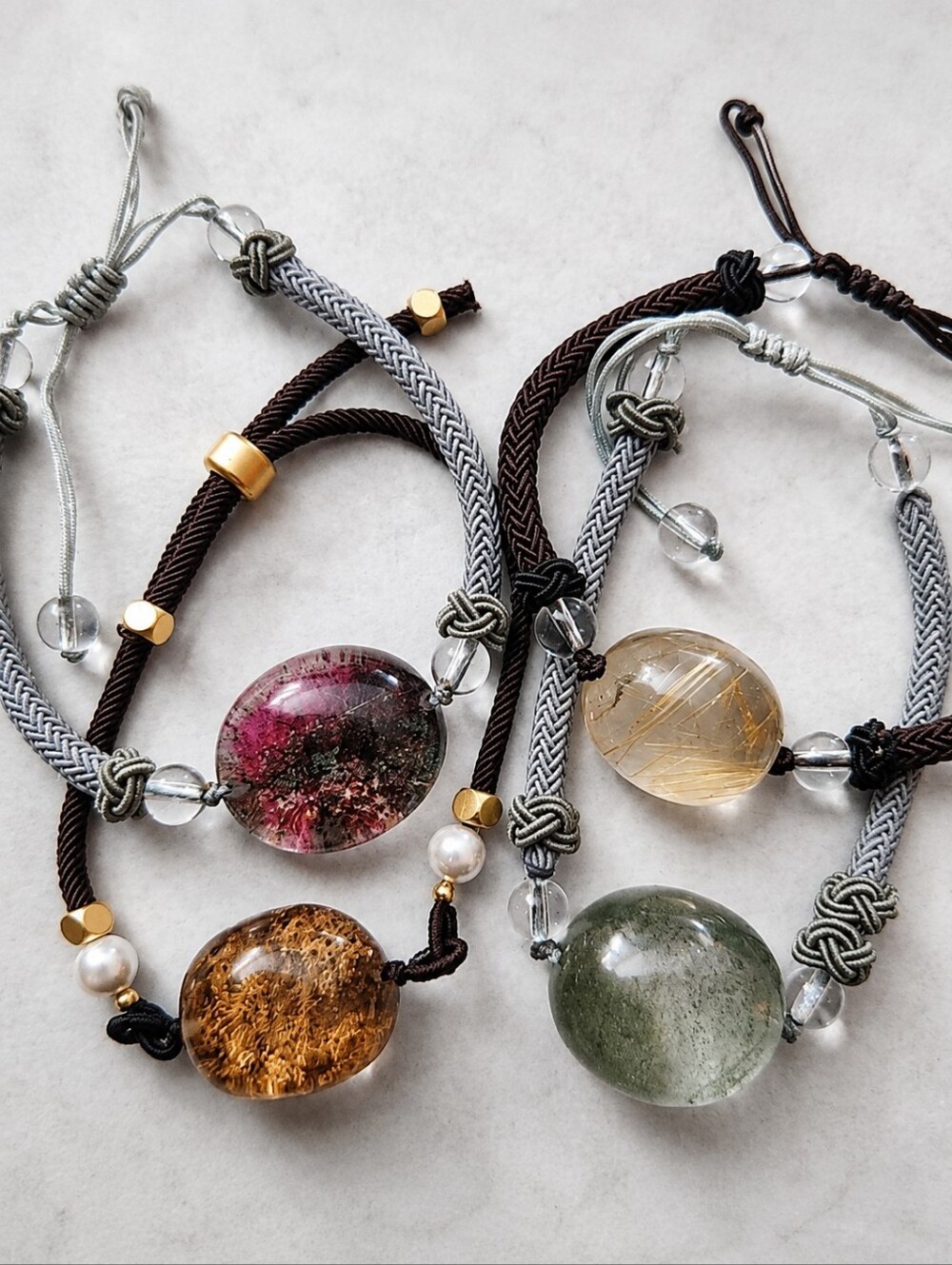 1 Colorful Quartz natural stone adjustable bracelet - each sold separately